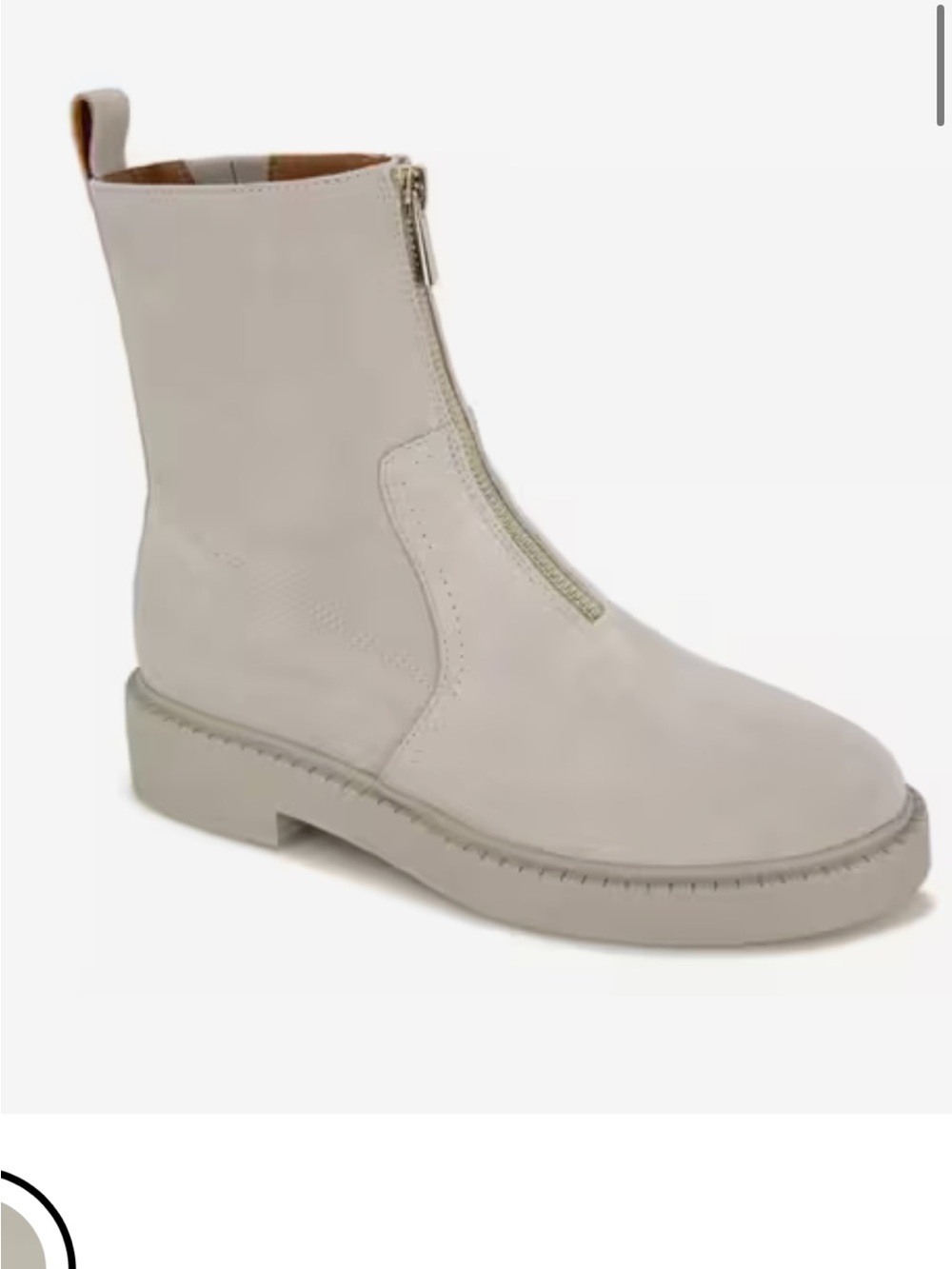Andre Assous Front-Zip Leather Ankle Boot in Light Taupe
